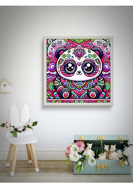Desenli Sevimli Panda LED Tablo – 60X60 cm | Sıva Üstü Montajlı, Tak-Çalıştır Sistem, Arapuarlı modelleri
