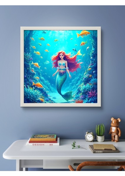 Denizin Kızı Çocuk Odası LED Tablo – 60X60 cm | Sıva Üstü Montajlı, Tak-Çalıştır Sistem, Arapuarlı