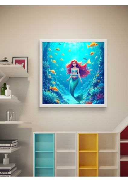 Denizin Kızı Çocuk Odası LED Tablo – 60X60 cm | Sıva Üstü Montajlı, Tak-Çalıştır Sistem, Arapuarlı