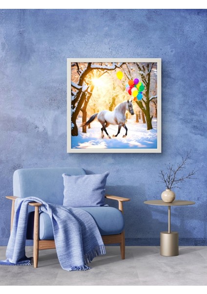 Doğadaki Atlar Serisi Gün Batımı LED Tablo – 60X60 cm | Sıva Üstü Montajlı, Tak-Çalıştır Sistem modelleri