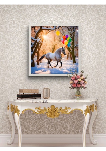 Doğadaki Atlar Serisi Gün Batımı LED Tablo – 60X60 cm | Sıva Üstü Montajlı, Tak-Çalıştır Sistem fırsatları