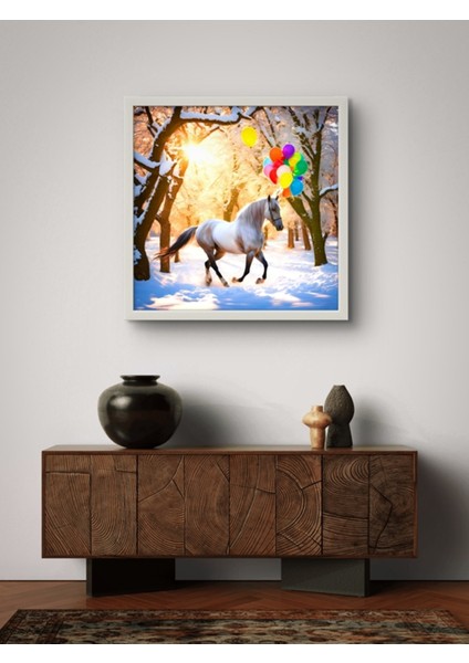 Doğadaki Atlar Serisi Gün Batımı LED Tablo – 60X60 cm | Sıva Üstü Montajlı, Tak-Çalıştır Sistem indirimleri