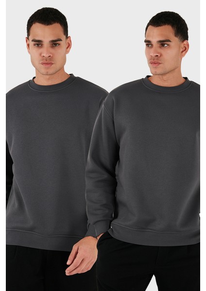 Okul Kıyafeti Regular Fit Bisiklet Yaka Şardonlu 2'li Paket Sweat Erkek Sweat 5905255S2