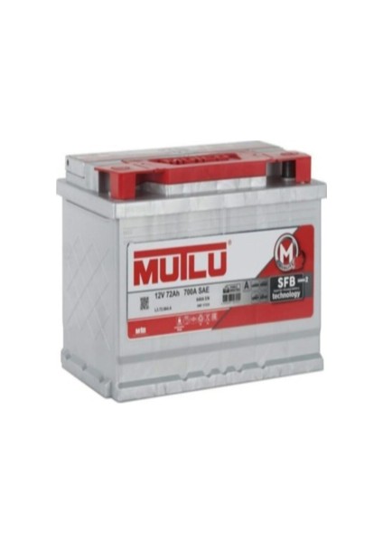 12 Volt 72 Amper Alçak Tip Mutlu Akü. !! (Ford-Opel Vb. Araçlar Alçak Tip) -Güncel - Yeni Üretim.