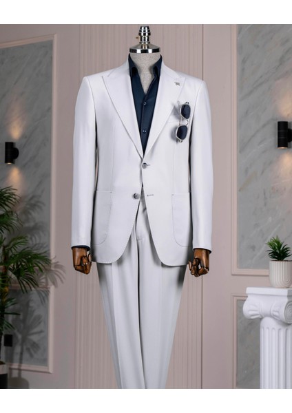 Italyan Stil Slim Fit Ceket Pantolon Takım Elbise Gri T14542 fırsatları