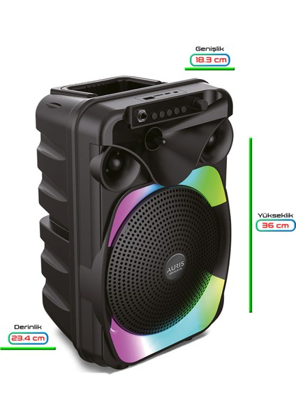 Bluetooth Hoparlör Speaker Karaoke Mikrofonlu 10W 8 Inç Rgb Işıklı fiyatları