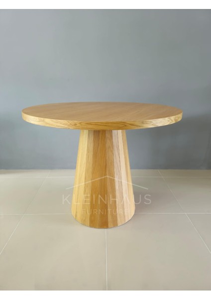 Eliar Meşe Kaplama Yuvarlak Ahşap Yemek Masası