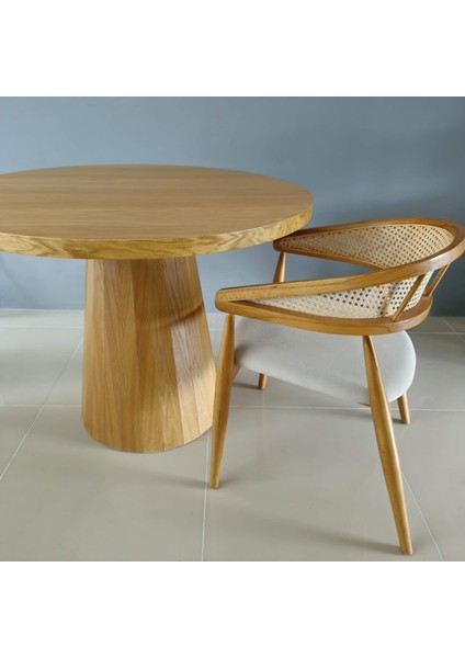Eliar Meşe Kaplama Yuvarlak Ahşap Yemek Masası fırsatları