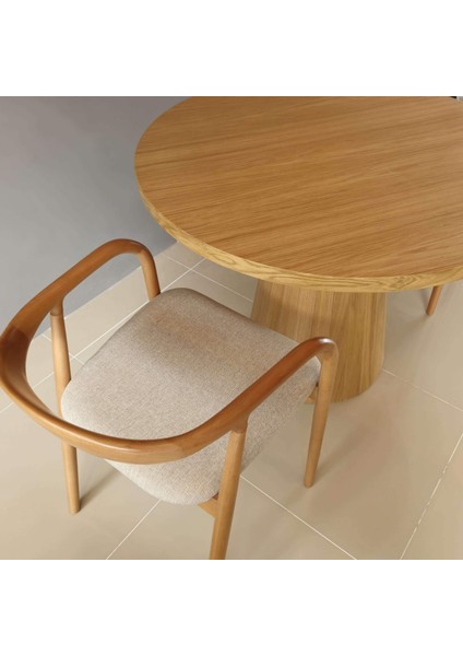 Eliar Meşe Kaplama Yuvarlak Ahşap Yemek Masası indirimleri