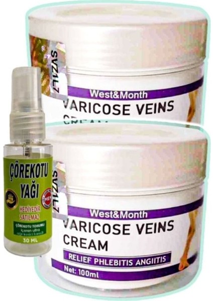 West & Month Varicose Veins Bakım Kremi 100 ml x 2 Adet + Çörek Otu Yağı 30 ml