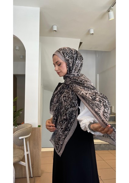 Etnik Desen Bambu Kraş Soft Şal