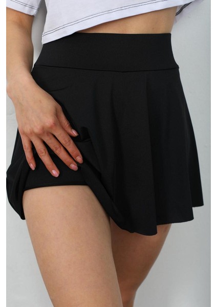 Kadın Yüksek Bel Spor Mini Şort Etek