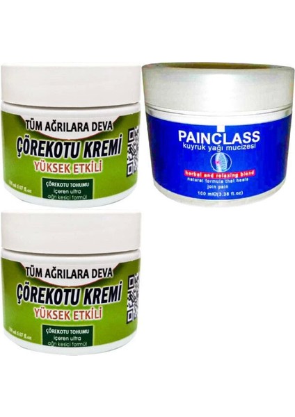 Çörek Otu Kremi Orta Boy Agrilarına 2 x 100 ml - Painclass Kuıyruk Yağı Kremi 1 x 100 ml