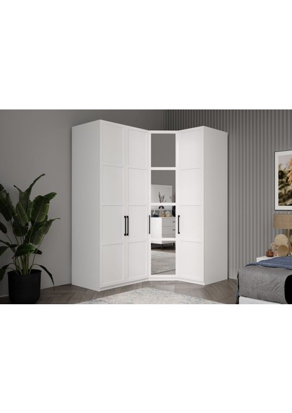 Pita White 4 Kapılı Köşe Gardırop