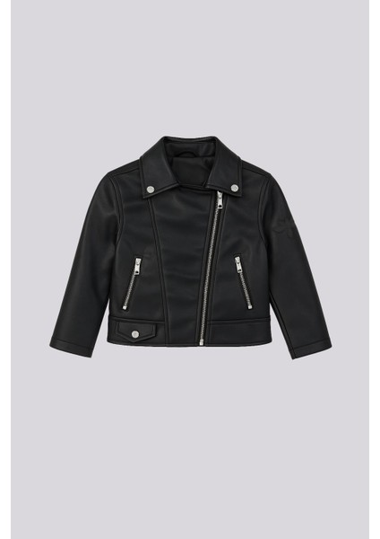 Bg Store Kız Çocuk Siyah Deri Ceket