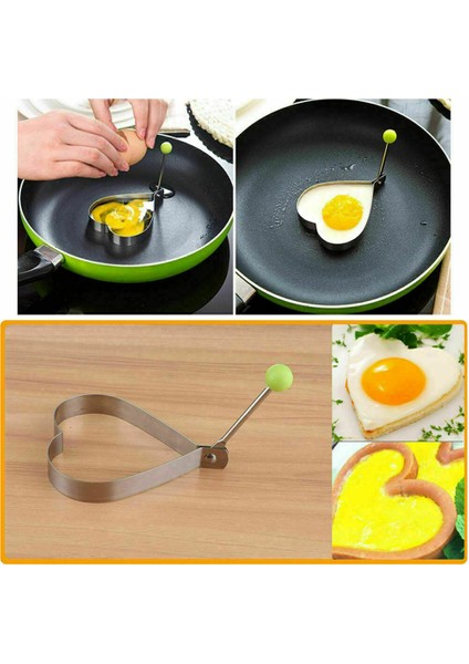 Metalik Kalp Şeklinde Metal Omlet Yumurta ve Krep Kalıpları