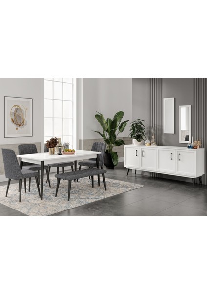 Pita White Yemek Odası Takımı