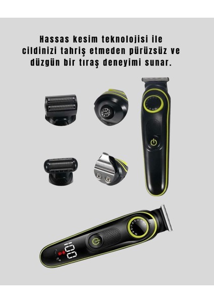 Uzun Pil Ömürlü LED Göstergeli Erkek Bakım Seti 5-In-1 Saç Sakal Tıraş Makinesi modelleri
