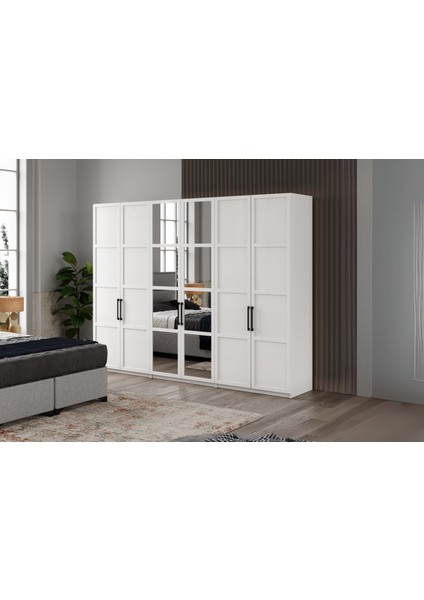 Pita White 6 Kapılı Gardırop