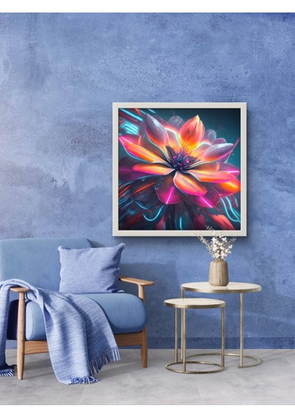 Genaretive Çiçek LED Tablo – 60X60 cm | Sıva Üstü Montajlı, Tak-Çalıştır Sistem, Arapuarlı