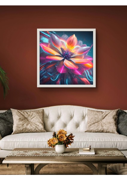 Genaretive Çiçek LED Tablo – 60X60 cm | Sıva Üstü Montajlı, Tak-Çalıştır Sistem, Arapuarlı modelleri