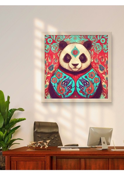 Türk Motifli Panda LED Tablo – 60X60 cm | Sıva Üstü Montajlı, Tak-Çalıştır Sistem, Arapuarlı modelleri