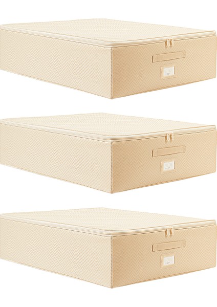 3 Adet Bej Balıksırtı Baza Altı Valiz Düzenleyici 55X70X18 fiyatları