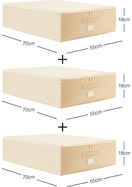 3 Adet Bej Balıksırtı Baza Altı Valiz Düzenleyici 55X70X18 modelleri