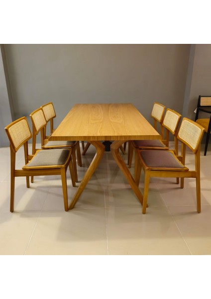 Bianca Masif Ahşap Ayaklı Meşe Kaplama Dikdörtgen Yemek Masası fiyatları