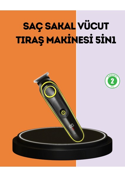 LED Ekranlı Şarjlı Saç ve Sakal Kesme Makinesi Erkek Bakım Cihazı Çok Başlıklı Set