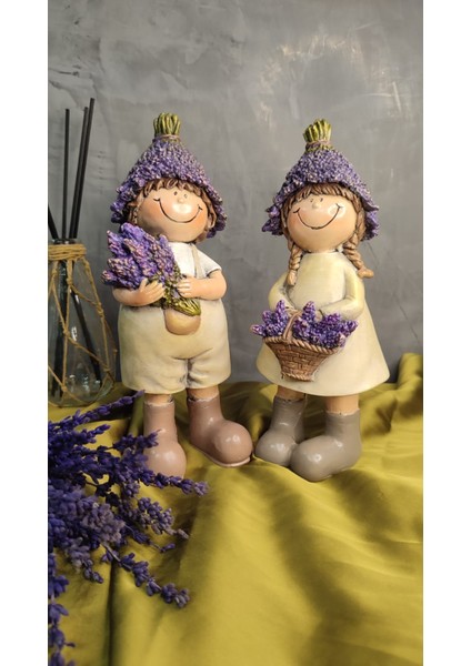 Lavanta Çocuklar Retro Biblo Seti ( 23 cm )