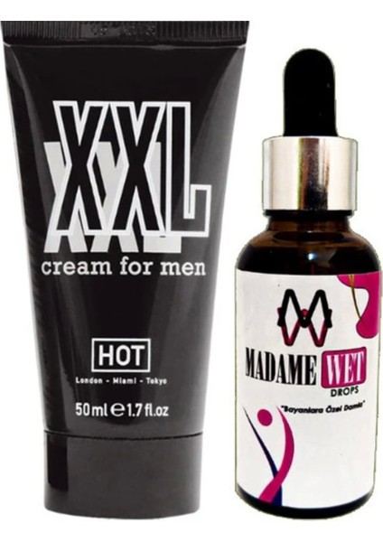 Hotxxl 50 ml Erkeklere Çap Boy Krem + Yanında 1 Şişe Madamewet Kadını Içecek
