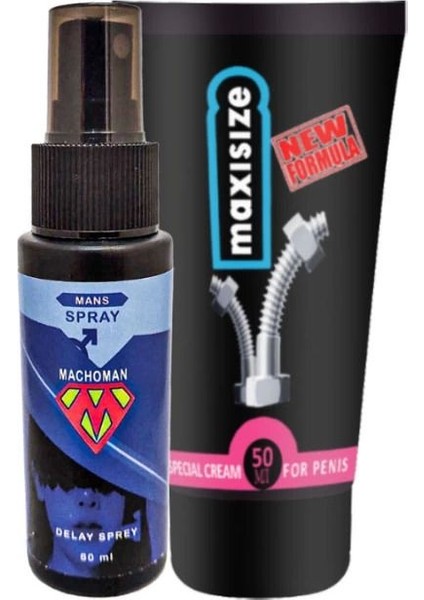 Bonie Machoman 60 ml Erkek Zaman Spreyi + Maxi Size Erkek Özel Yeri Boyutlandırıcı Krem