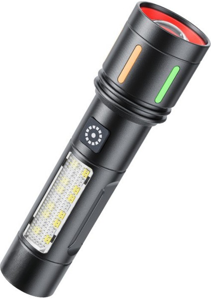 GP-212 Şarjlı Metal El Feneri | 1000 Lümen Güçlü Polis Feneri Çakarlı 5 Mod Aydınlatma