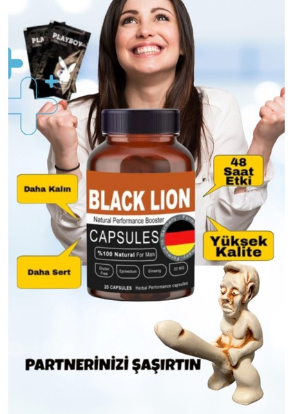 Black Lion Men Booster Erkek Sertlik Takviyesi ve Kayganlaştırıcı Jel Seti