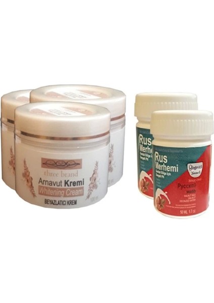 Three Brand Vücut Kremi 100 ml Arnavut Kremi3 Adet + Rus Merhemi 50 ml 2 Adet