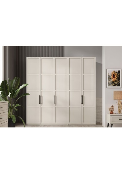 Pita Beige 5 Kapılı Gardırop