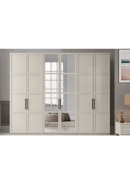 Pita Beige 6 Kapılı Gardırop