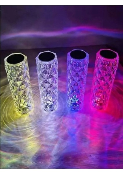 Kristal Elmas Masa Lambası Kumandalı 16 Renk USB Şarjlı Dokunmatik Romantik Gül Işık Gece Lambası fiyatları