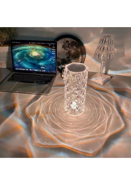 Kristal Elmas Masa Lambası Kumandalı 16 Renk USB Şarjlı Dokunmatik Romantik Gül Işık Gece Lambası fırsatları
