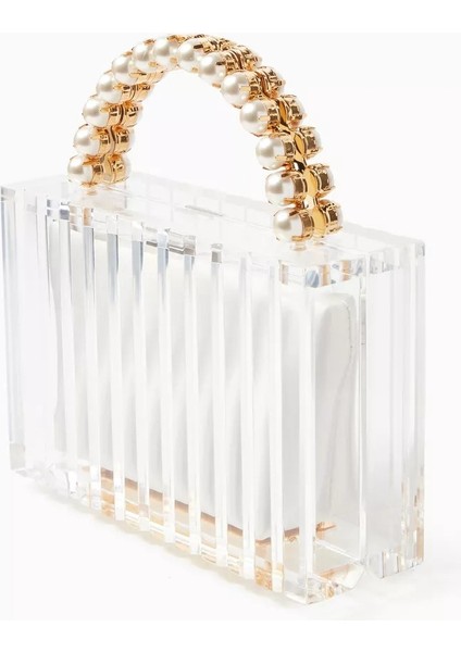 Yara Clutch Şeffaf Akrilik, Inci Saplı & Modern Zarif El Çantası fiyatları