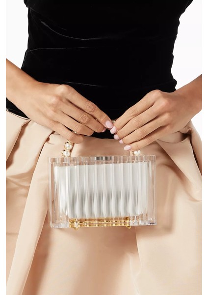 Yara Clutch Şeffaf Akrilik, Inci Saplı & Modern Zarif El Çantası modelleri