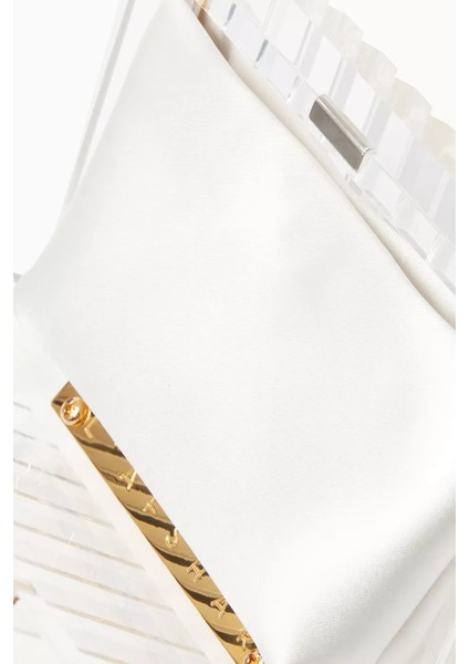 Yara Clutch Şeffaf Akrilik, Inci Saplı & Modern Zarif El Çantası fırsatları