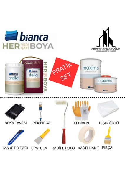 Stella Pratik Avantajlı Set Yeni Nesil Dönüşüm Boyası Beyaz - Dolap-fayans-cam-plastik-ahşap-duvar-kapı