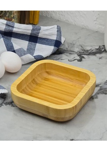 Pinterest Stil 3'lü Doğal Bambu Çerezlik Seti Ahşap Dekoratif Sade Kase Kare Atıştırmalık Kabı indirimleri