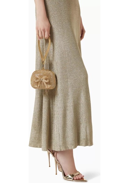 Self-Portraıt Crystal Clutch Altın Kristal Zincir & Fiyonk Detaylı Gece Çantası fırsatları