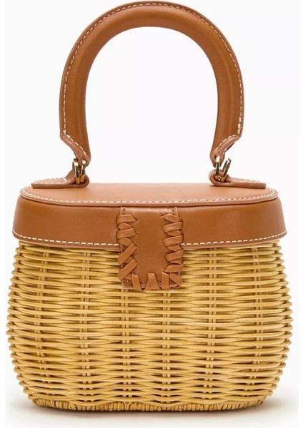 Self-Portraıt Bow Basket Çanta Naturel Rattan & Altın Detaylı Zarif Mini Tote fiyatları