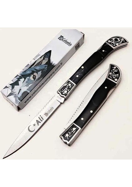 Kişiye Özel Isimli Columbia 806-A-23 cm Ay Yıldız Baskılı Columbia Ince Kilitli Çakı