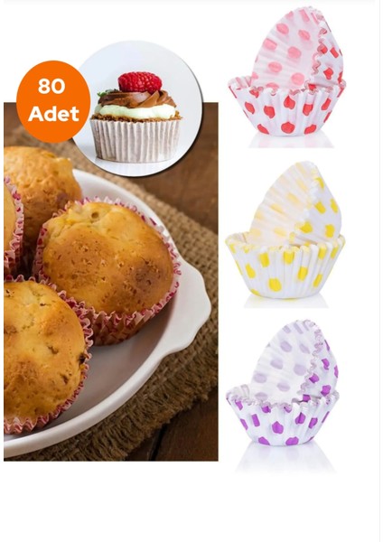 Muffin Cupcake Kalıpları Muffin Cupcake Kağıdı, Renkli Kağıt Muffin Kek Kalıbı 80 Adet 6.5 cm