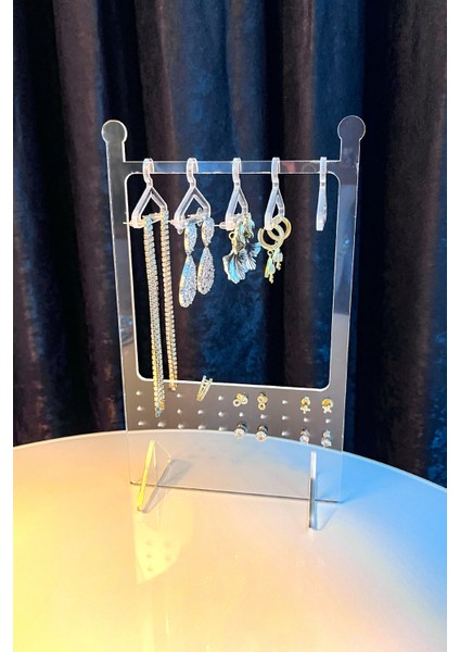 Şeffaf Pleksi Takı Standı – 5 Askılı Küpe ve Takı Organizeri (14-22 Cm) fiyatları